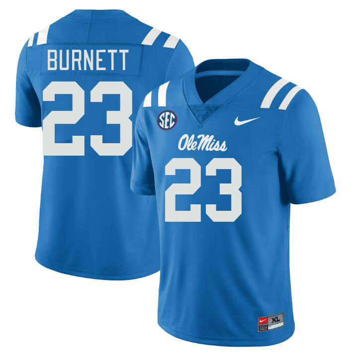Ole Miss Rebels #23 Drew Burnett College Football Jerseys Stitched Sale-Power Blue